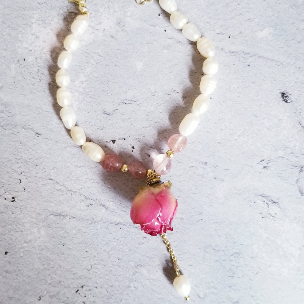 Gold Plated Eternal Flower Natural Freshwater Pearls Charm Bracelets - Picture 9 of 15